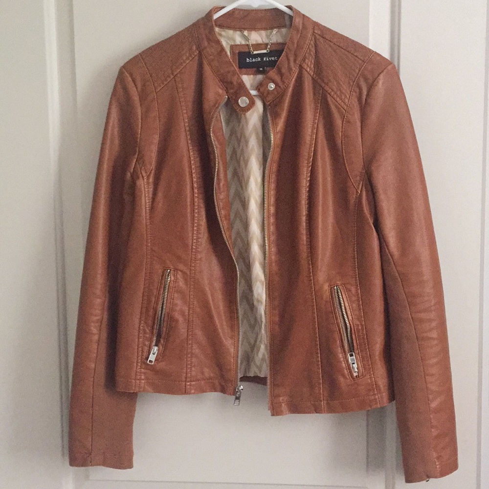 Faux leather tan jacket